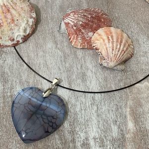 Blue Dragon Veins Agate Heart Pendant
